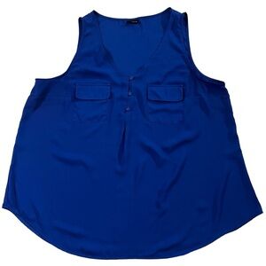 Torrid Blue Women's Button V-Neck Sleeveless Top Size 1